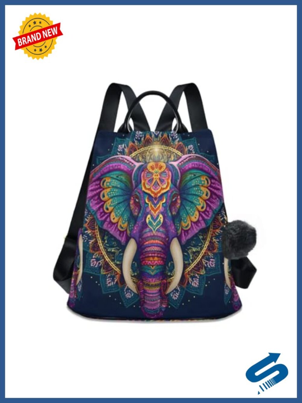 Anti Theft Waterproof Nylon Backpack Purse Boho Elephant Print